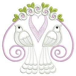 bird detailed machine digital embroidery - Love Doves perfect for kitchen aprons