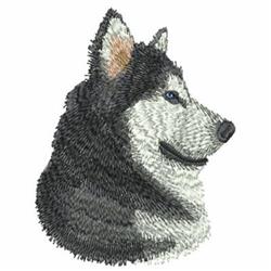 detailed puppy dog machine embroidery pattern - Malamute Side View for reusable tote bags