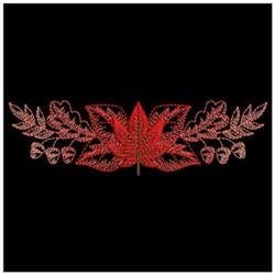 Vibrant red maple leaf with lush green leaves and acorns, detailed autumn design on a dark background.