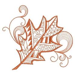 Artistic maple leaf in vibrant orange with whimsical swirls, perfect for autumn decor.