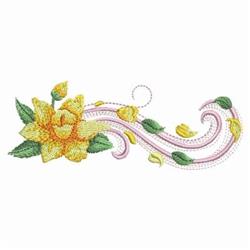 March Daffodil - 4x4 leaf beginner-friendly embroidery design for kitchen tea towels
