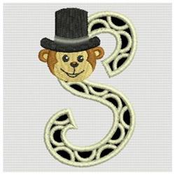 beginner-friendly alphabet machine embroidery pattern - Monkey Alphabet S for Kids Invitations