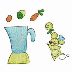 Mouse With Blender - 4x4 blender beginner-friendly embroidery design for kitchen tea towels