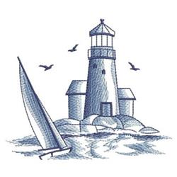 lighthouse beginner-friendly machine embroidery - Nautical Lighthouse for kitchen aprons