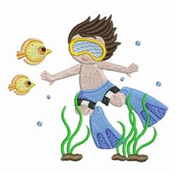 detailed diver machine embroidery pattern - Ocean Diver perfect for Beach Towels