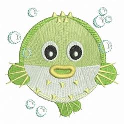 detailed pufferfish machine embroidery pattern - Ocean Geometry Pufferfish for decorative pillow covers
