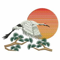 Oriental Cranes - 4x4 bird detailed embroidery design for patchwork quilt blocks