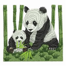 Panda & Cub - 4x4 bear detailed machine embroidery design perfect for Baby Blankets