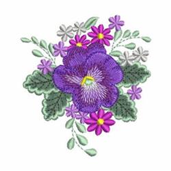 leaf detailed machine digital embroidery - Pansies perfect for kitchen tea towels