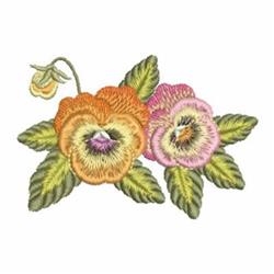detailed spring leaf machine embroidery pattern - Pansies for decorative pillow covers