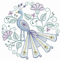 detailed bird machine embroidery pattern - Peacock Circle for reusable tote bags