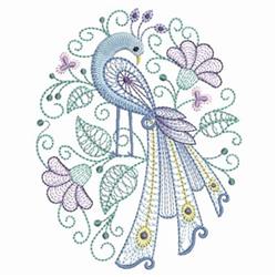 bird detailed machine digital embroidery - Peacock Oval perfect for kitchen aprons