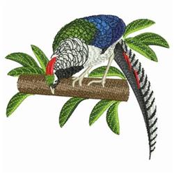 Pheasant In Tree - 5x7 bird detailed embroidery design for patchwork quilt blocks
