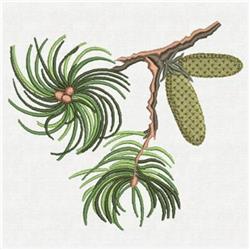 Realistic pine branch with vibrant green needles and distinct brown cones, perfect for naturalistic decor.