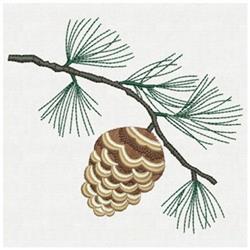 tree detailed machine embroidery - Pine Cone Branch for decorative pillow covers