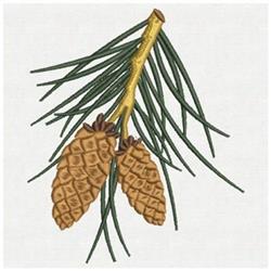 detailed tree machine embroidery pattern - Pine Cone Twig for patchwork quilt blocks