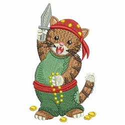 kitten detailed machine embroidery - Pirate Kitten perfect for patchwork quilt blocks