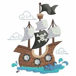 ship detailed machine digital embroidery - Pirate Ship perfect for Home Accents