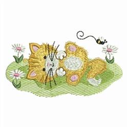 Playful Kitty - 4x4 kitten detailed embroidery design for decorative pillow covers
