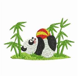beginner-friendly bear machine embroidery pattern - Playful Panda for reusable tote bags