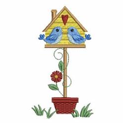 Potted Birdouse - 4x4 birdouse beginner-friendly embroidery design for decorative pillow covers