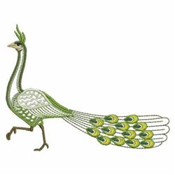Prancing Peacock - 4x4 bird beginner-friendly embroidery design for festive table runners