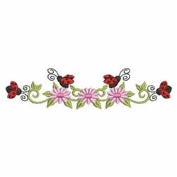 Pretty Ladybug Border - 4x4 border beginner-friendly embroidery design for kitchen tea towels