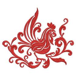Pretty Rooster - 4x4 bird detailed machine embroidery design for kitchen tea towels