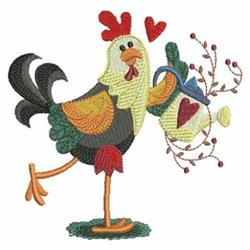detailed bird machine embroidery pattern - Primitive Chicken for kitchen tea towels