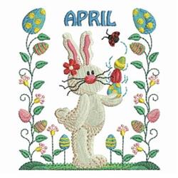Whimsical rabbit holding a colorful egg surrounded by vibrant flowers and butterflies, perfect for springtime.