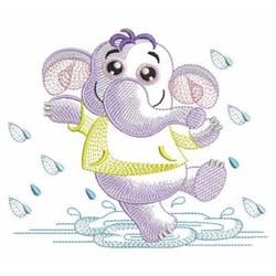 Rain Elephant - 4x4 elephant detailed machine embroidery design for cute baby onesies
