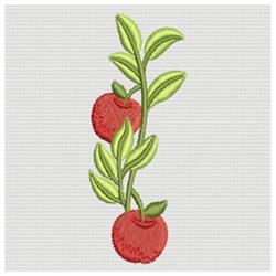 Vibrant design featuring red apples with green leaves, arranged vertically in a cheerful, colorful style.