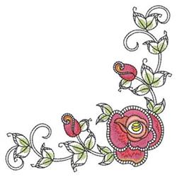Red Rose Corner - 4x4 rose beginner-friendly embroidery design for kitchen aprons