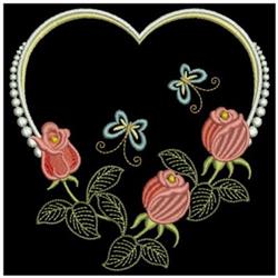 detailed valentine butterfly machine embroidery pattern - Red Roses for reusable tote bags