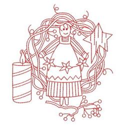 beginner-friendly christmas angel redwork machine embroidery pattern - Redwork Angel for reusable tote bags