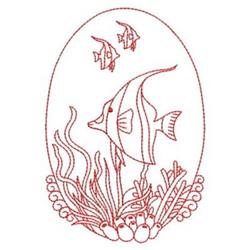 Redwork Angelfish - 4x4 angelfish redwork embroidery design for Holiday Decor