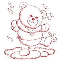 quick stitch bear redwork machine embroidery pattern - Redwork Bear & Rain for decorative pillow covers