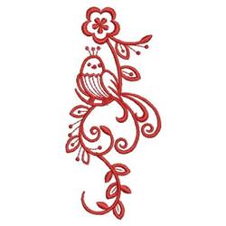 Redwork Bird Deco - 4x4 bird redwork embroidery design for decorative pillow covers