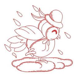 bird redwork machine embroidery - Redwork Bird & Rain perfect for kitchen tea towels