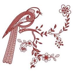 beginner-friendly bird redwork machine embroidery pattern - Redwork Birds for kitchen tea towels