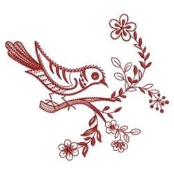 Redwork Birds - 4x4 bird redwork machine embroidery design for decorative pillow covers