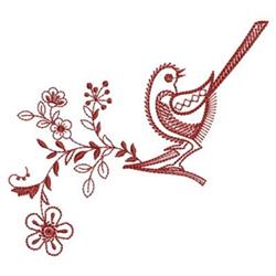 Redwork Birds - 4x4 bird redwork machine embroidery design for patchwork quilt blocks
