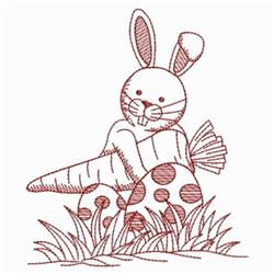 beginner-friendly easter bunny rabbit redwork machine embroidery pattern - Redwork Bunny for kitchen aprons