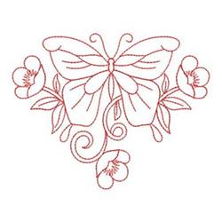 Redwork Butterfly - 4x4 butterfly redwork embroidery design for decorative pillow covers