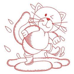 quick stitch kitten redwork machine embroidery pattern - Redwork Cat & Rain for Pillow Cases