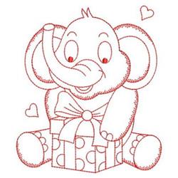 quick stitch christmas gift redwork machine embroidery pattern - Redwork Elephant & Gift for Nursery Decor