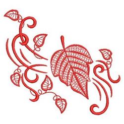 Redwork Falling Leaves - 4x4 leaf redwork embroidery design for decorative pillow covers