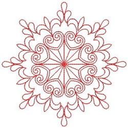 Redwork Fancy Block - 4x4 snowflake redwork embroidery design for kitchen tea towels