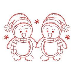 Redwork Friends Penguins