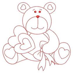 bear redwork machine embroidery - Redwork Heart Bear for Valentines Day Gifts